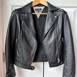 Massimo Dutti Black Leather Jacket